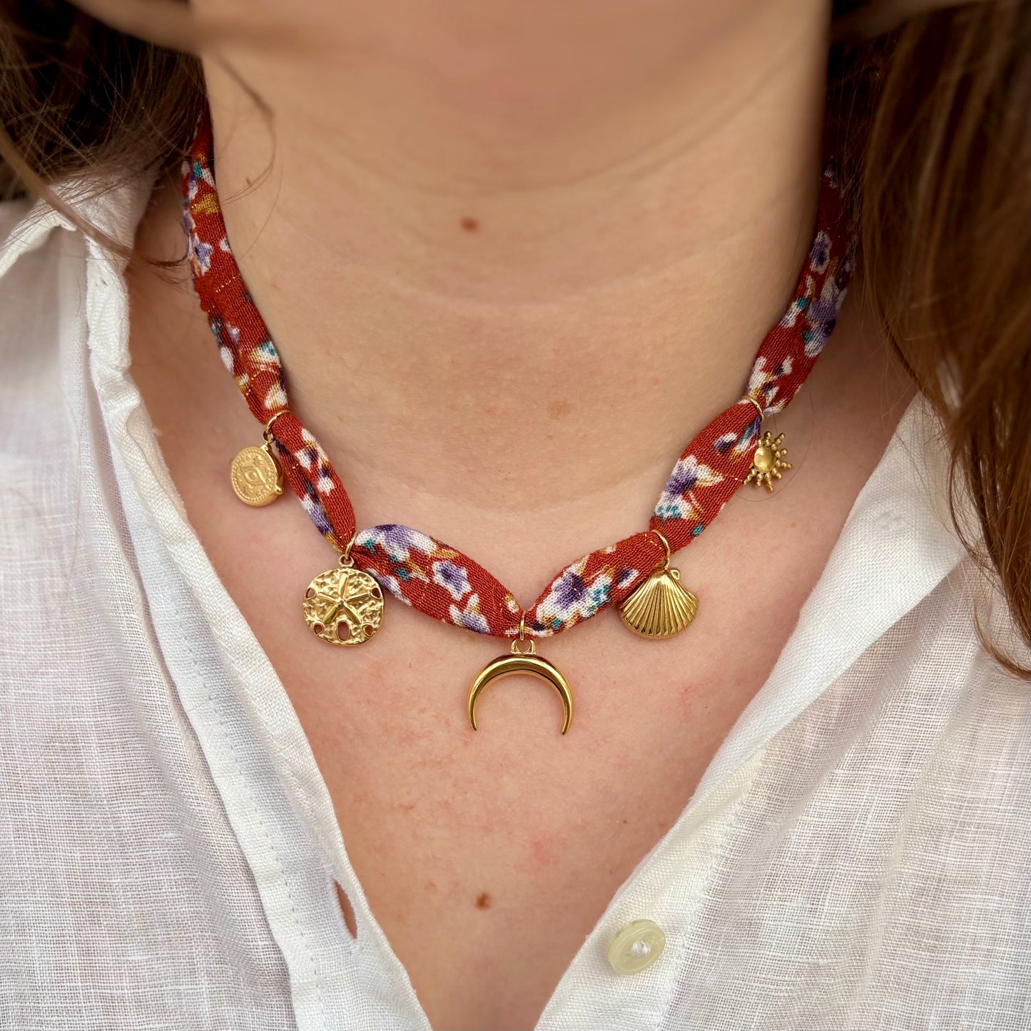 Collier tissu upcyclé